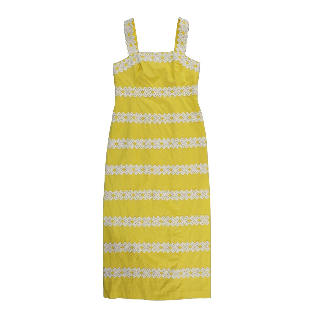NWT Lilly Pulitzer Davis Maxi Dress Women's Size 14 Yellow 100% Cotton MSRP $298